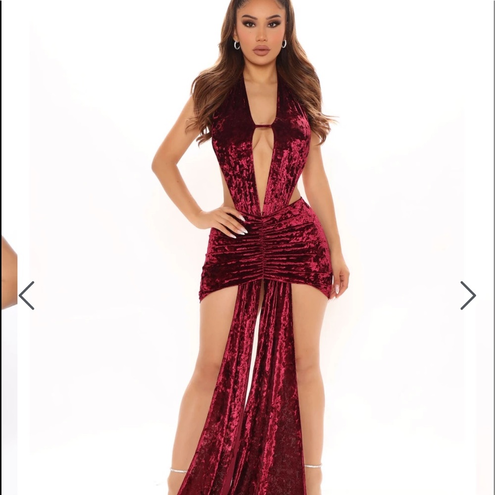 Red velvet dress